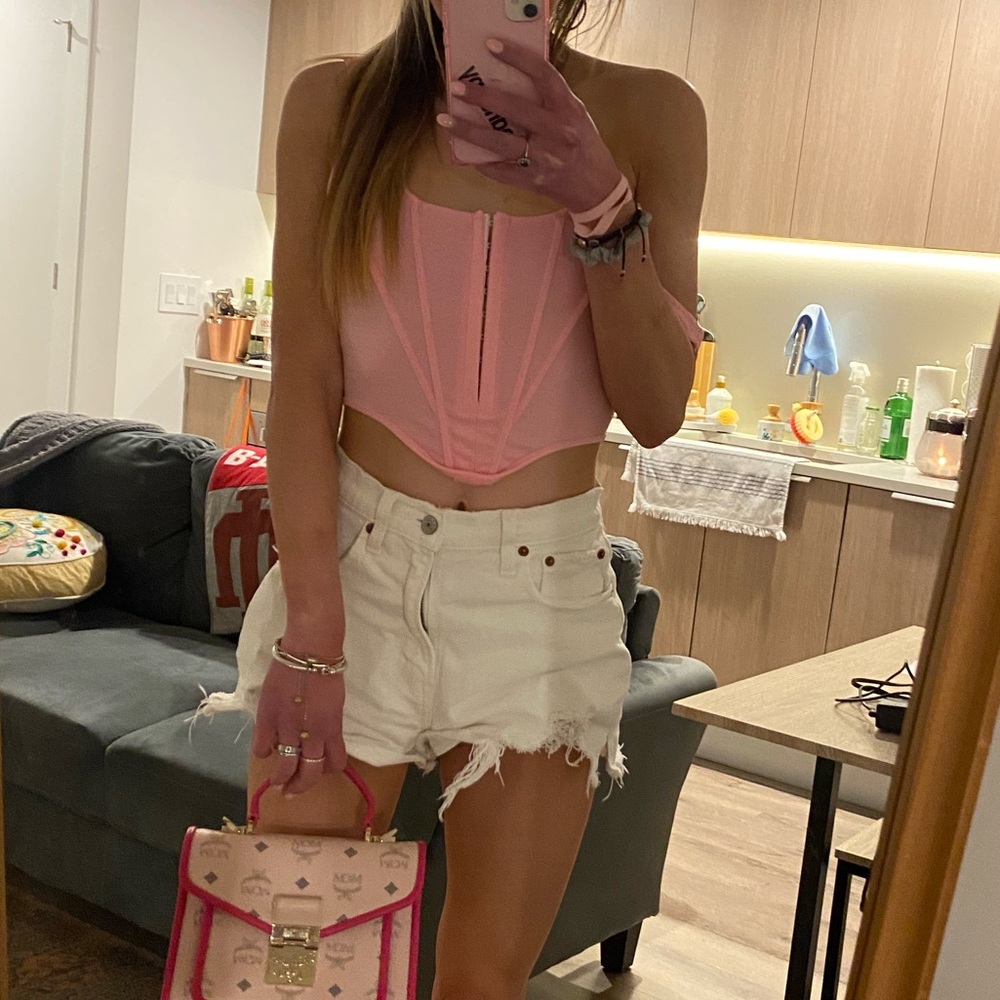 Pink Princess Polly Corset Cropped Top